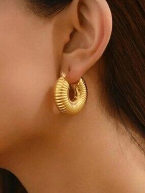 Anthropologie Gold Chunky Hoop Earrings